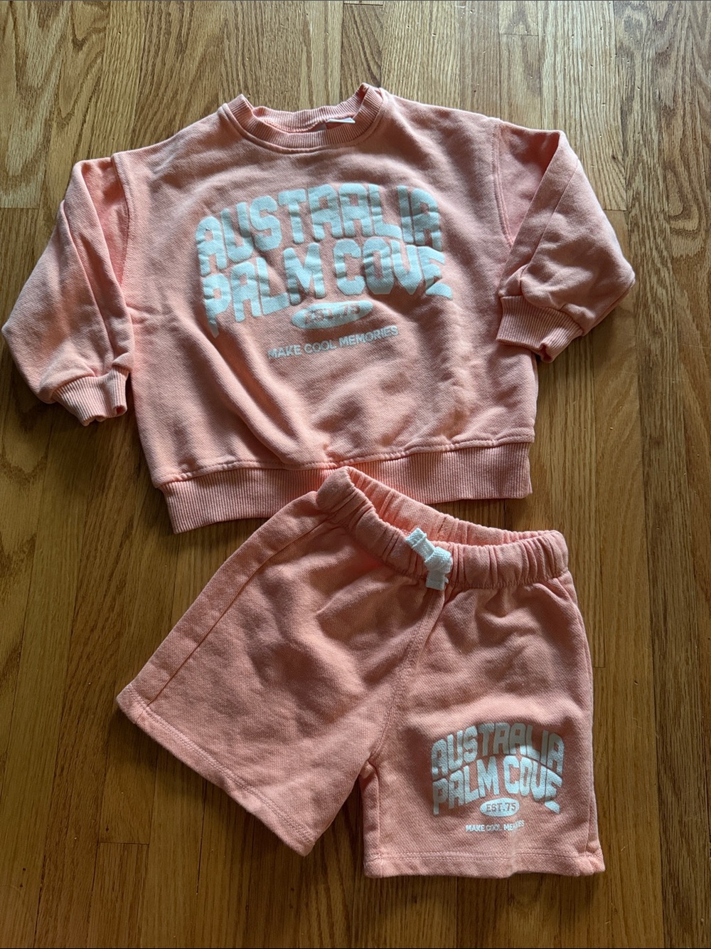 Zara Peach Matching Sweatshirt & Shorts Set